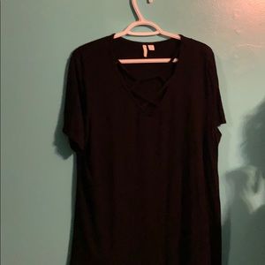 Black v-neck blouse